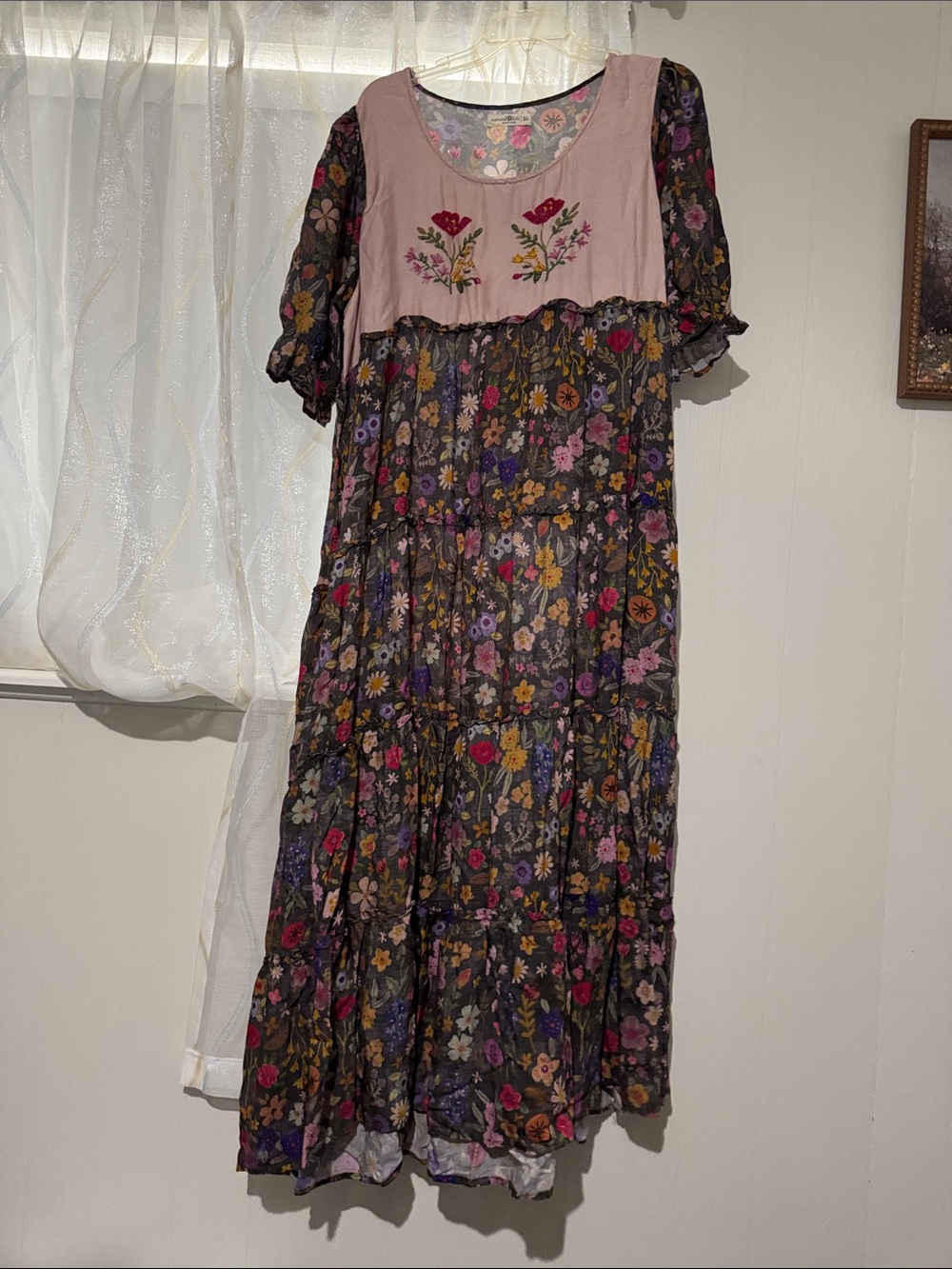 NATURAL LIFE Pink Bodice Floral Puff-Sleeve Dress - Picture 4 of 4